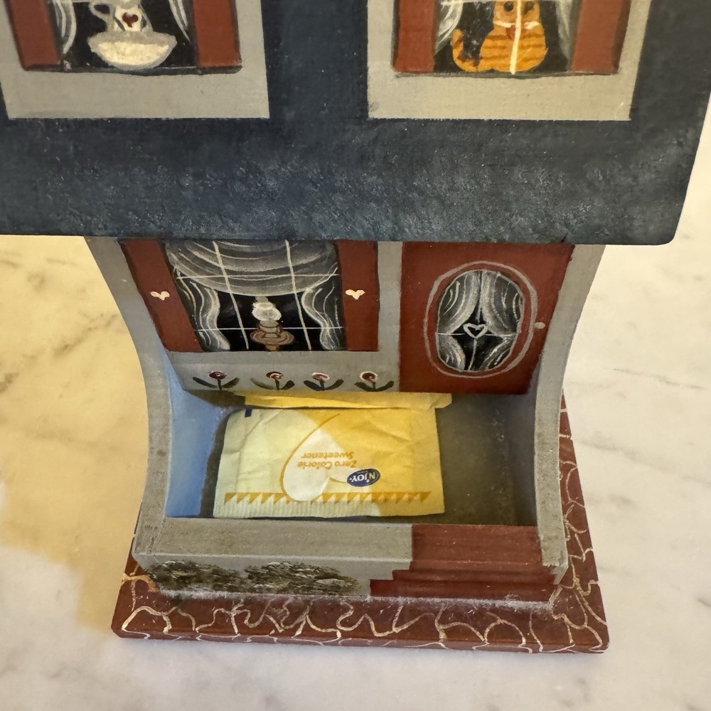 Wood House Sugar‎ Packet  Holder Dispenser Hand Painted - Picture 2 of 5